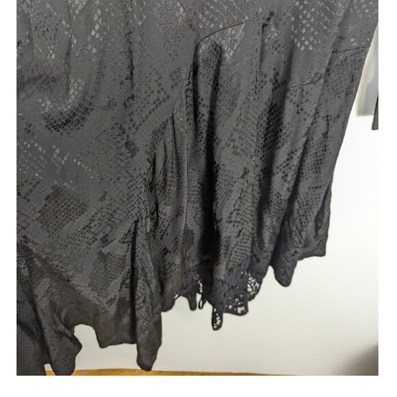 Koché Paris Black Lace Snake Print Asymmetric Shirt Dress 38 Midi Button - Picture 6 of 10